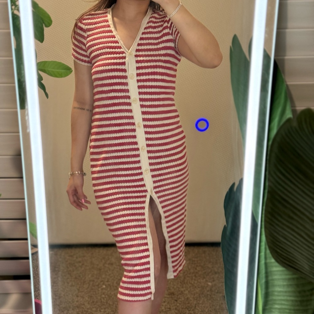 Striped Red and White Knit Dress